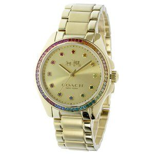 Coach Rainbow Crystal Gold Watch